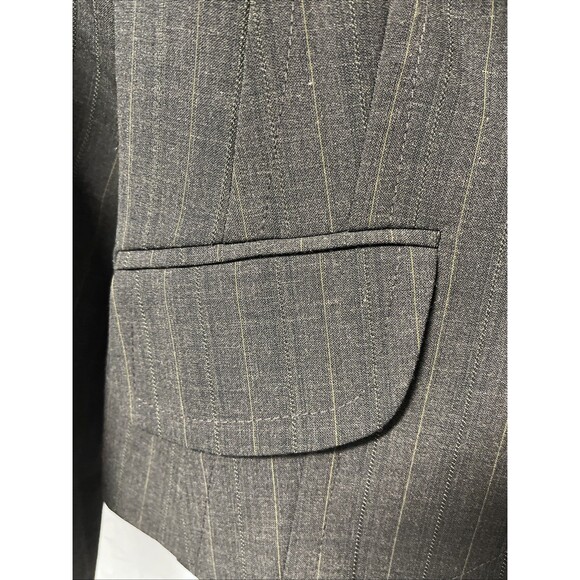 Trina Turk Women's Pin Striped Brown Crop Lined 1 Button Blazer Jacket Size 4 - Picture 4 of 8